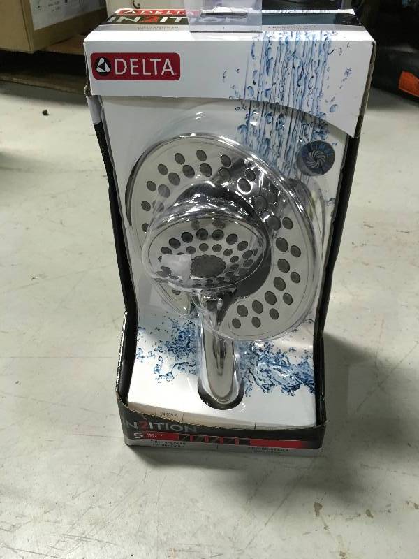Delta In2ition 5-Spray Hand Shower and Shower Head Combo Kit in Chrome open box in like new condition