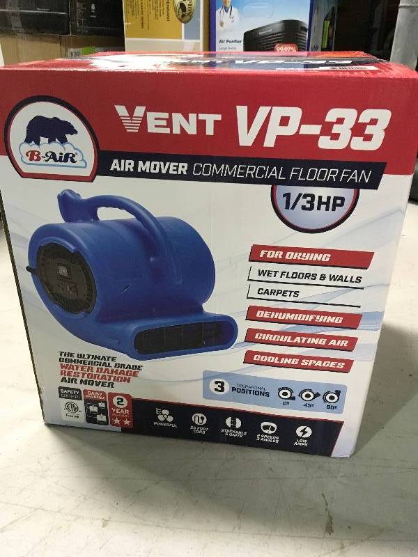 B-Air Vent VP-33 Air Mover Blue .new