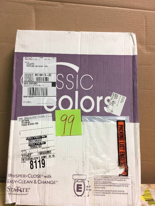 Bemis Slow Close STA-TITE Elongated Closed Front Toilet Seat in Crane White open box not used