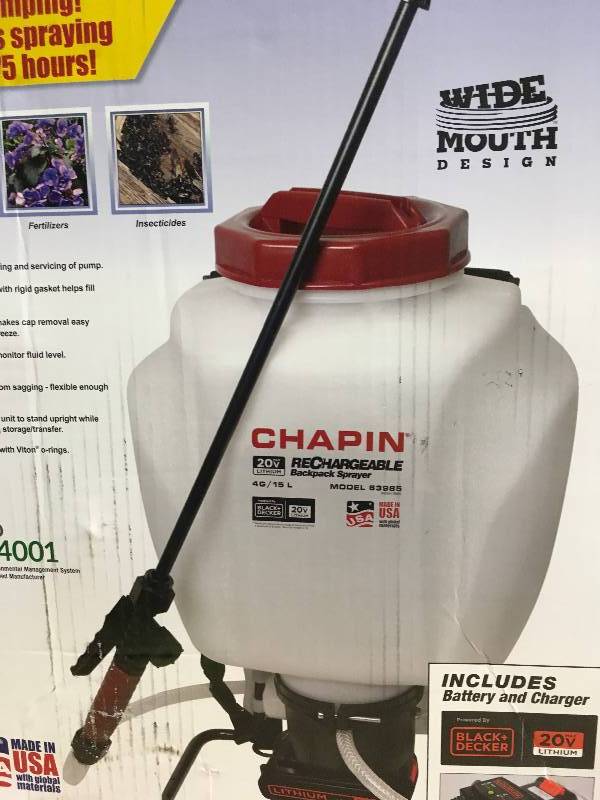 Chapin 4 Gal. Rechargeable 20-Volt Lithium-Ion Battery Powered Backpack Sprayer not used