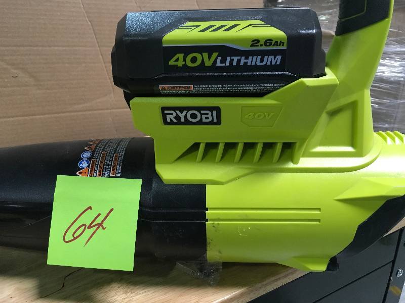 Ryobi 155 MPH 300 CFM 40-Volt Lithium-Ion Cordless Jet Fan Leaf Blower battery and charger included used in working conditions