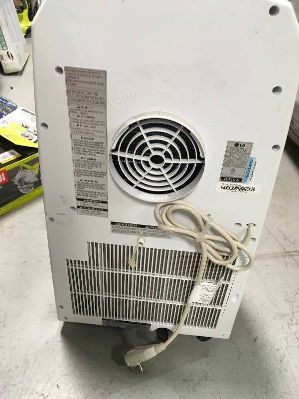 LG 10,000 BTU 115V Portable Air Conditioner , White used in good working condition missing remote and window exhaust attachments
