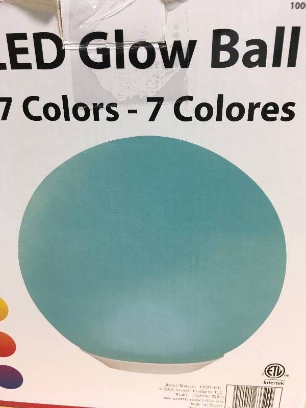 Alsy 8 in Color Changing LED Glow Ball Lamp open box not used