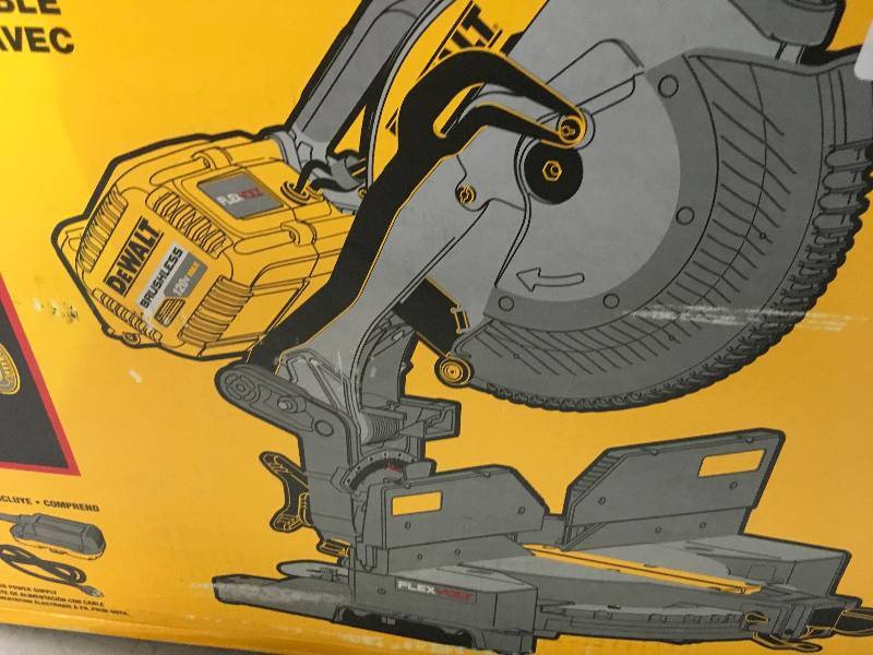 Dewalt FLEXVOLT 120-Volt MAX Lithium-Ion Cordless Brushless 12 in. Miter Saw w AC Adapter (Tool-Only) in like new condition