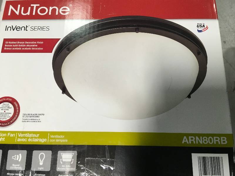 Nutone InVent Decorative Oil-Rubbed Bronze 80 CFM Ceiling Exhaust Fan with Light and White Globe