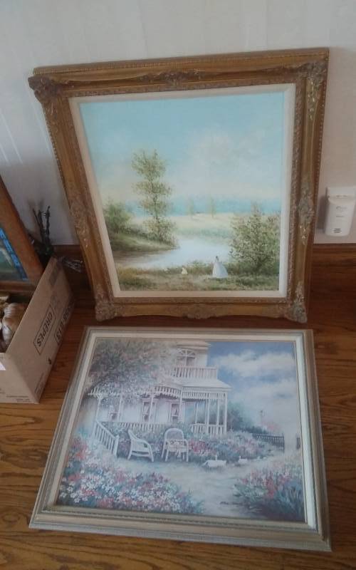 lot 39 image: 2-Large Ornate Framed Canvas 26x30