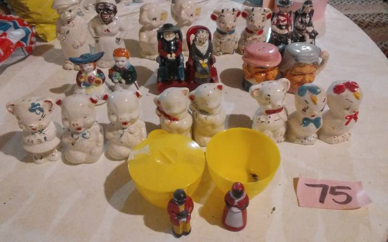 lot 75 image: Collection Of Salt & Pepper Shakers (1-Pair Is Cast Iron)