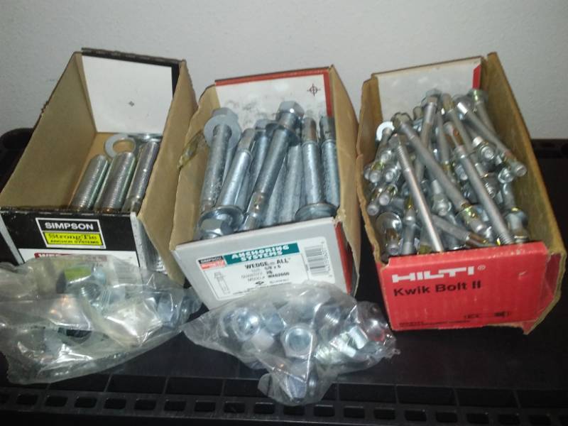 lot 11 image: Simpson and Hilti cement bolts anchoring systems.