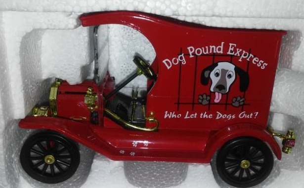 lot 98 image: 2 Ford diecast 132 scale, COAs. 1913 Ford dog catcher truck, 1911 Ford Town Car.
