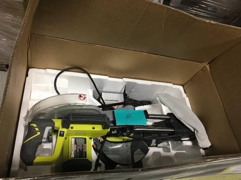 lot 4 image: Ryobi 15 Amp 10 in. Sliding Miter Saw with Laser in working conditions