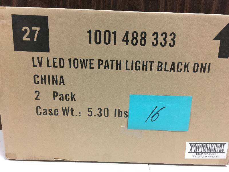lot 16 image: Hampton Bay Low-Voltage Black Outdoor Integrated LED Landscape Path Light with Shade Details 2 Pack in good condition