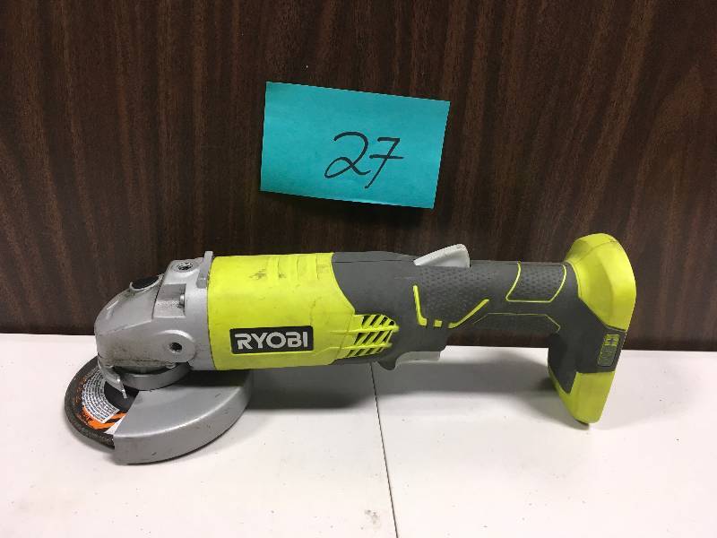 lot 27 image: Ryobi 18-Volt ONE 4-12 in. Angle Grinder (Tool-Only) in working condition