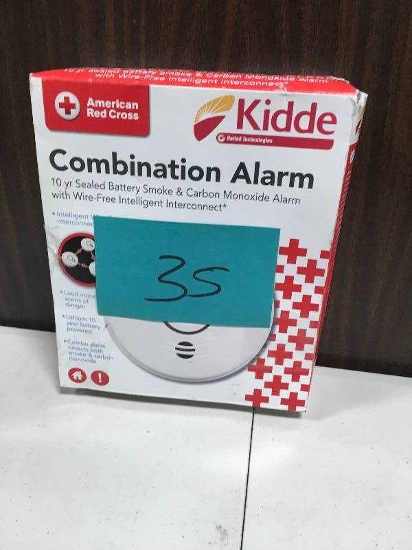 lot 35 image: Kidde American Red Cross 10-Year Sealed Battery Smoke and CO Detector with Intelligent Wire-Free Voice Interconnect in good condition