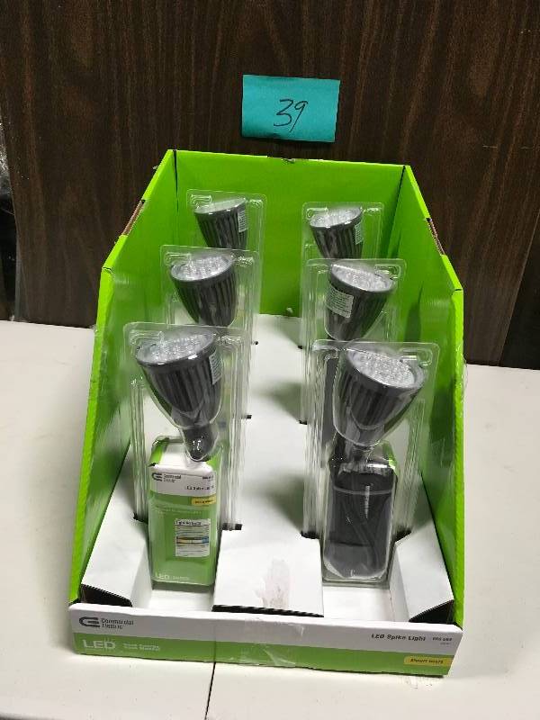 lot 39 image: LED Spike Light Gray Bright White 450 Lumens Plug In Set of 6 in good condition