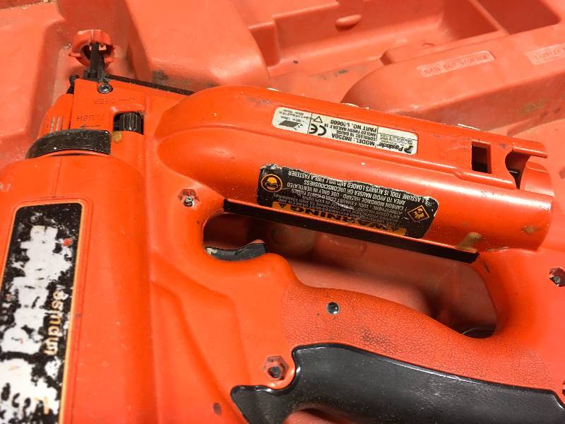 lot 62 image: Paslode Cordless 16-Gauge Angled Lithium-Ion Finish Nailer Used no able to tested tool only as-is