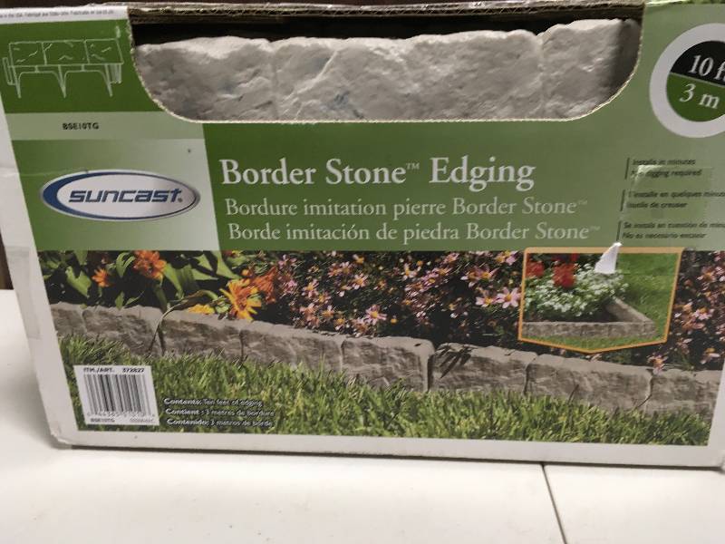 lot 92 image: Suncast Border Stone 10 ft. (12 in. Sections) Resin Border Edging in Good Condition