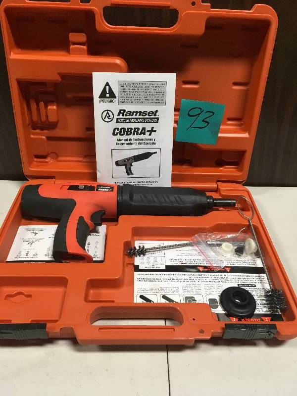 lot 93 image: Ramset Cobra 0.027 Caliber Semi-Automatic Powder Actuated Tool with Silencer In Good Condition