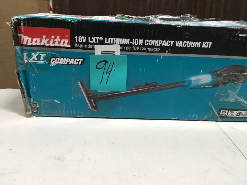 lot 94 image: Makitta 18-Volt LXT Lithium-Ion Compact Cordless Vacuum Tool Only in working Condition