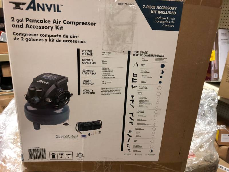 lot 126 image: Anvil 2G Pancake Air Compressor with 7-Pieces Accessories Kit in working conditions