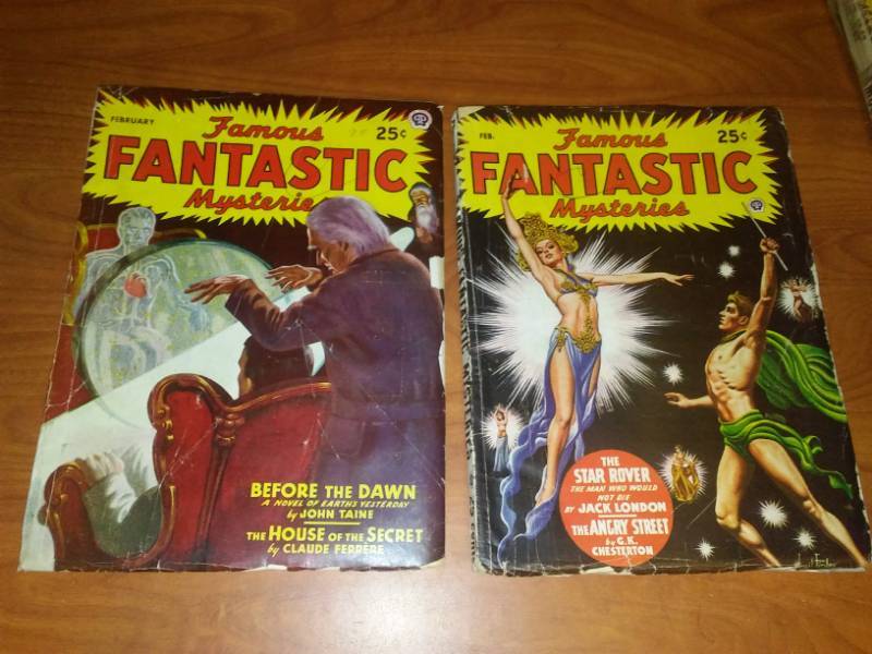lot 31 image: 2 Famous Fantastic Mysteries February 1946 & 47. Pulp.
