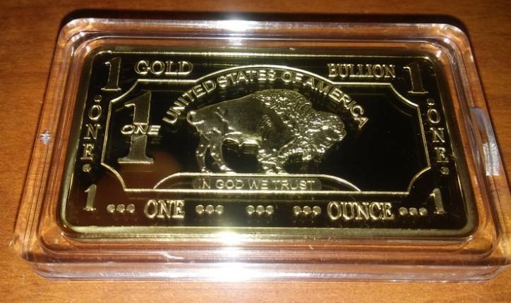 lot 53 image: One troy ounce gold plated Bison NDSU