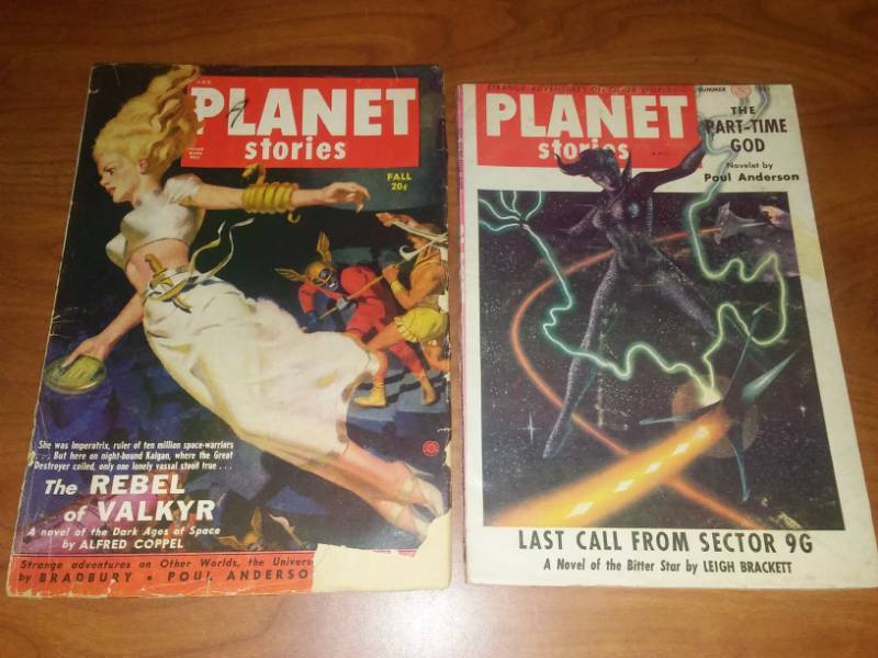lot 58 image: 2 Planet stories Pope. Fall 1950, summer 1955.