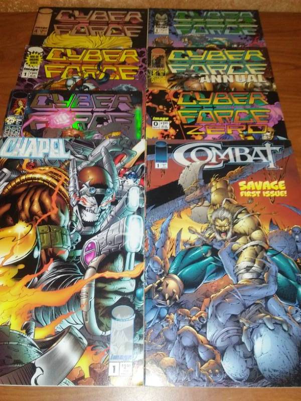 lot 65 image: 8 Comics Cyberforce - 6, combat, Chapel #1. E
