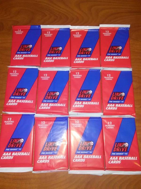 lot 72 image: Line Drive Pre-Rookie cards 1991 AAA Jeter, A-Rod, Riviera, Thome, Piazza, Vaughn.