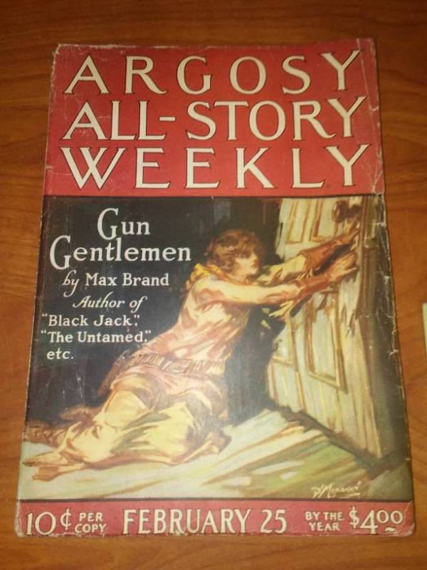 lot 82 image: Argosy February 25, 1922 All-Story Weekly Pulp. Art by Monaghan Author Max Brand.