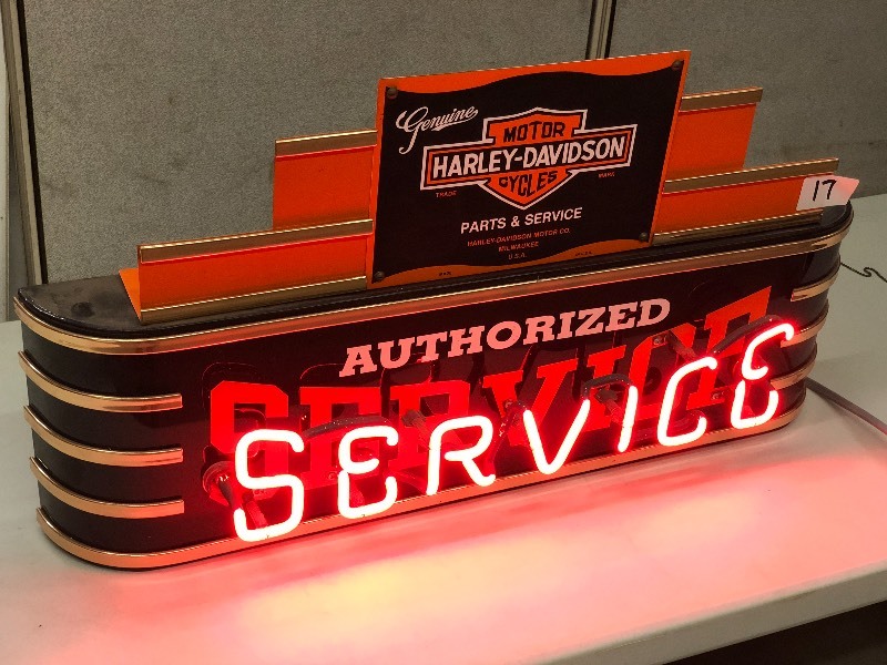 lot 17 image: Harley Davidson Serivce Neon Sign...