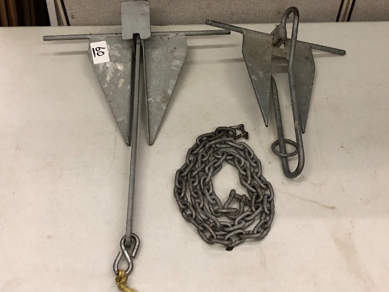 lot 60 image: Lot Of (2) Galvanized River Anchors...