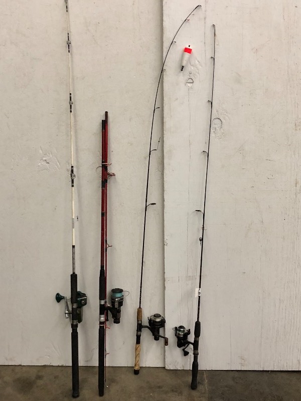 lot 61 image: Lot Of (4) Assorted Spinning Rods W...
