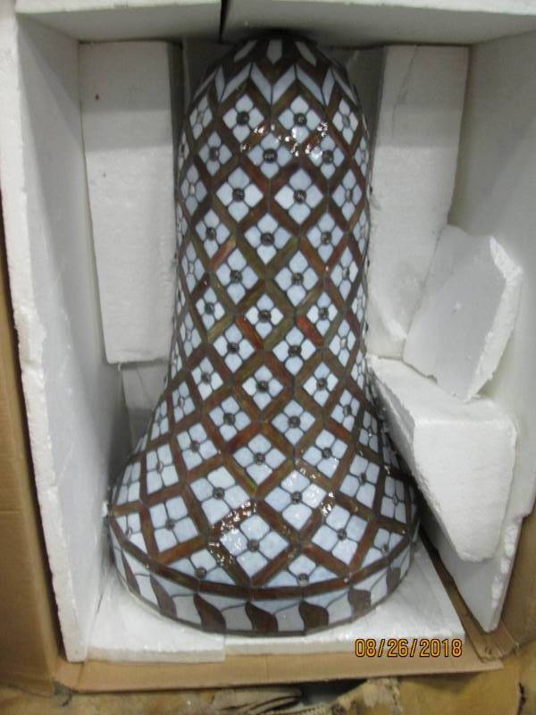 lot 24 image: Stained Glass Chandelier vase shape...