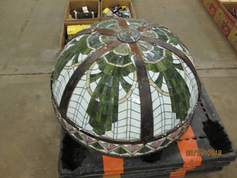 lot 25 image: Stained Glass Chandelier Bowl, 36...