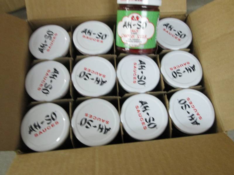 lot 280 image: Case of 12 AH - SO Asian BBQ sauce for Pork, Chicken and Spar Ribs Chinese Style.  Dated March 2019