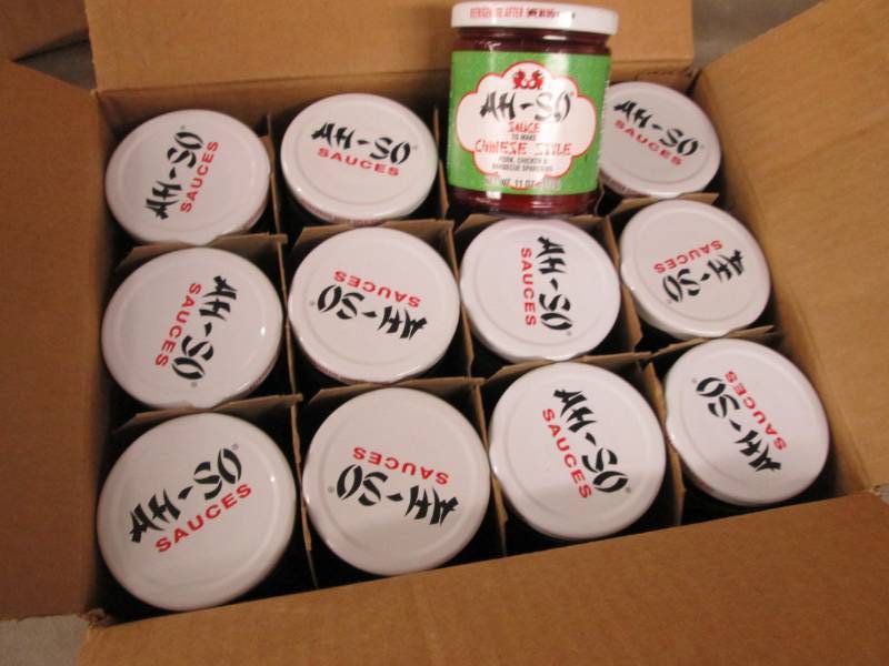 lot 281 image: Case of 12 AH - SO Asian BBQ sauce for Pork, Chicken and Spar Ribs Chinese Style.  Dated March 2019