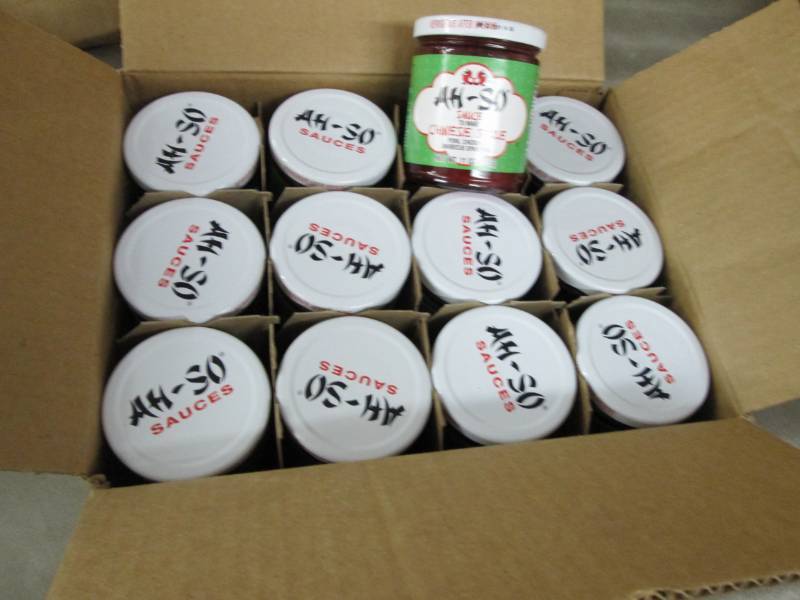 lot 283 image: Case of 12 AH - SO Asian BBQ sauce for Pork, Chicken and Spar Ribs Chinese Style.  Dated March 2019