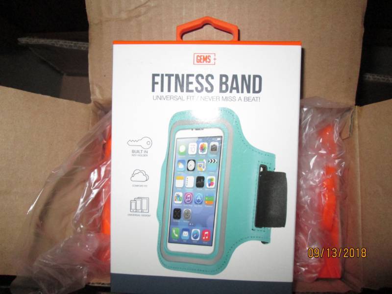 lot 307 image: Case of 48 Gems Fitness Bands wrist phone holders.  teal