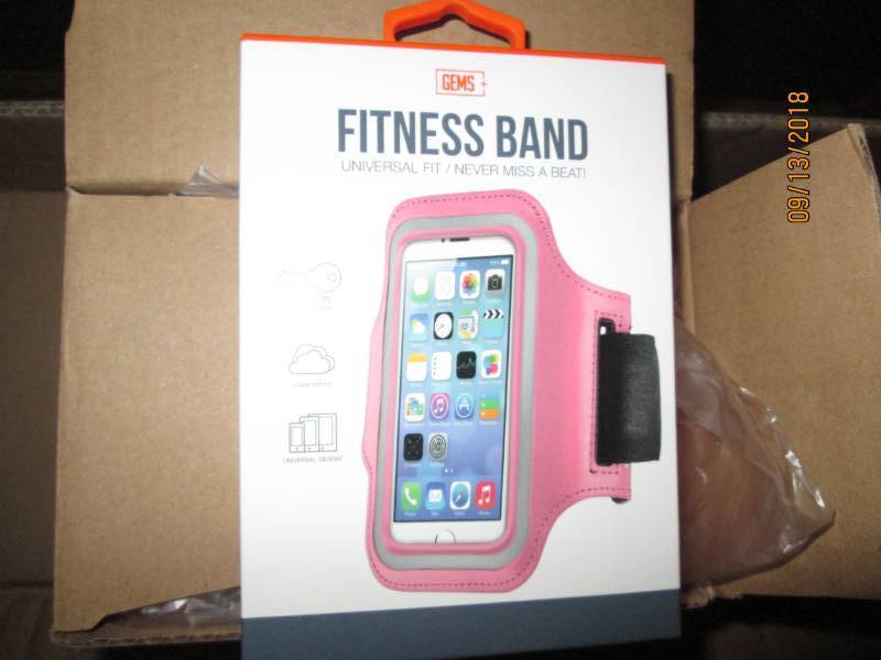 lot 316 image: Case of 48 Gems Fitness Bands wrist phone holders.  Magenta