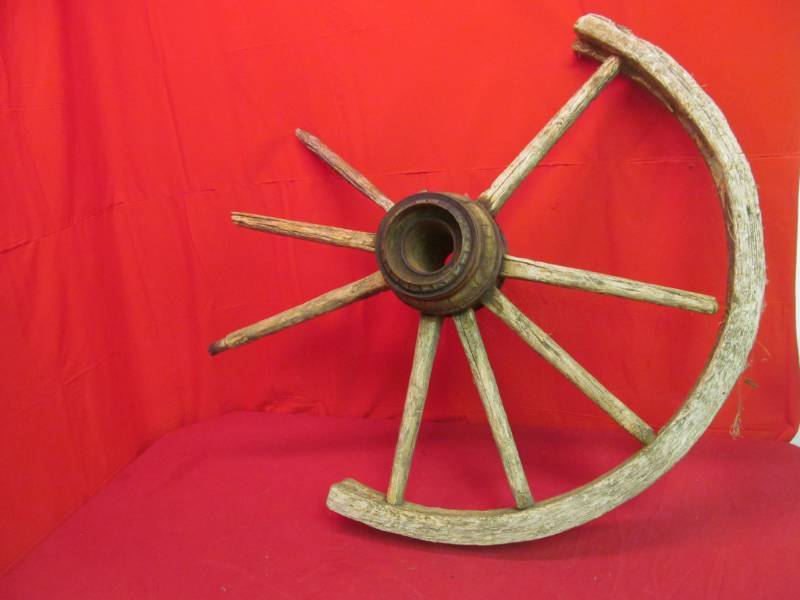 lot 49 image: vintage wood wagon wheel