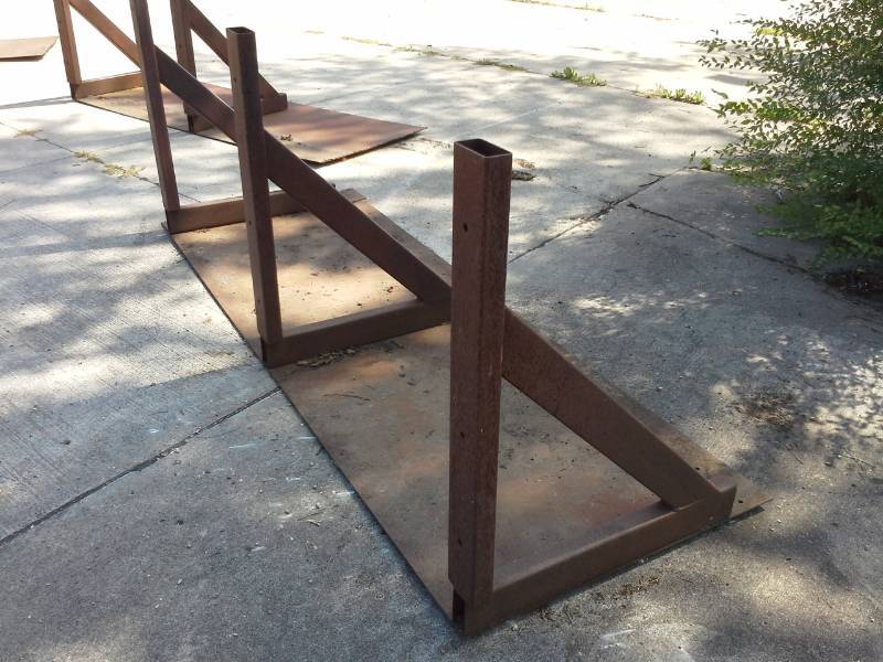 lot 152 image: Three Heavy Metal Tables (Upside Down)