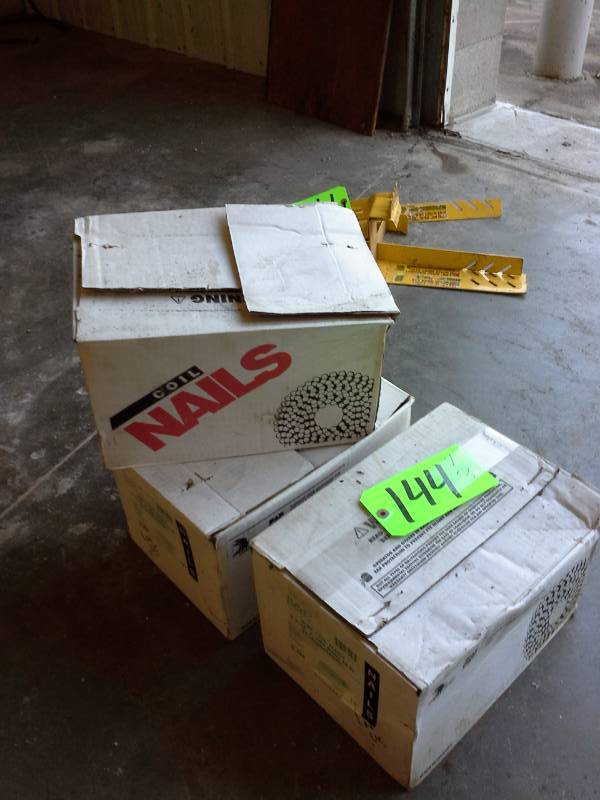 lot 144 image: Three boxes Wire Coil Nails 2-316 x .086 Ring MG