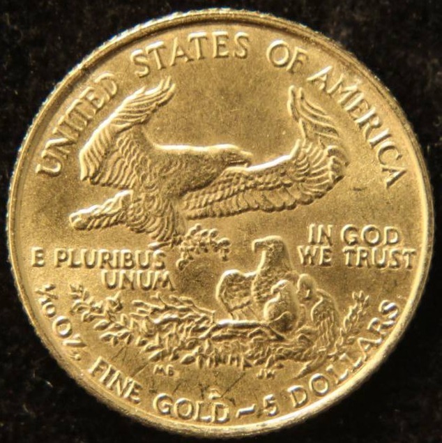 1987 US $5 GOLD EAGLE 110th OZ. .999 FINE GOLD