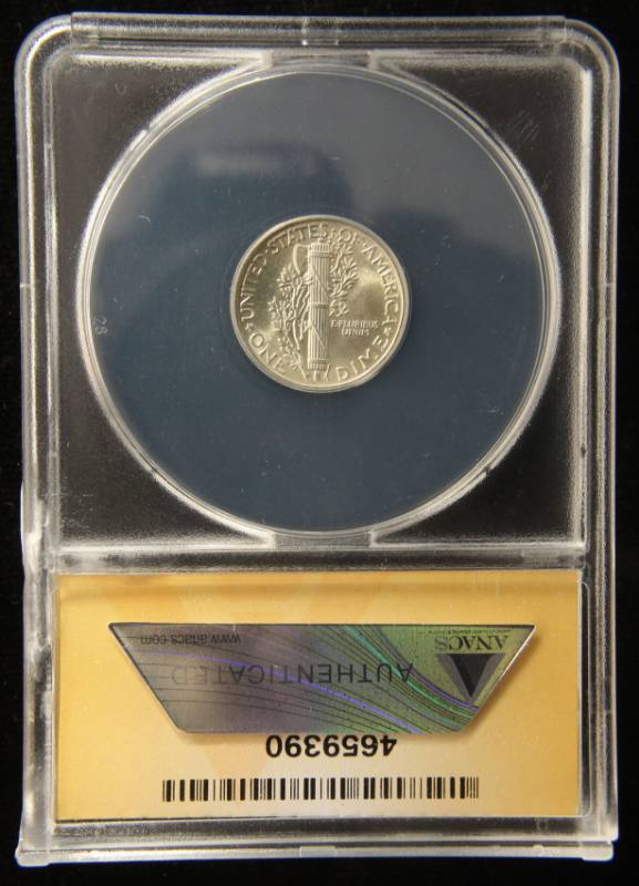 1943 MERCURY SILVER DIME MS65FSB