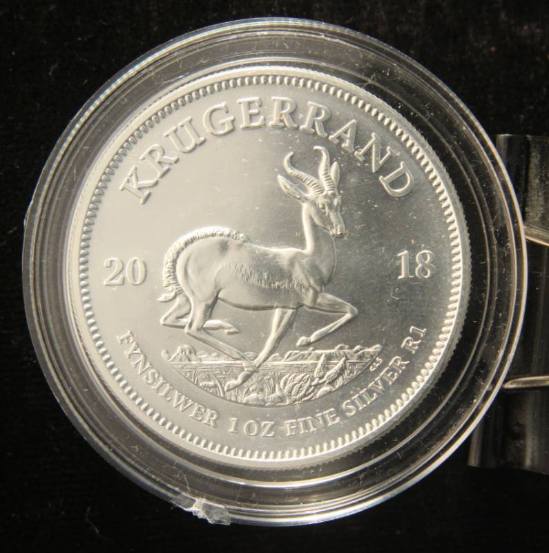 1 TROY OZ. .999 FINE SILVER KRUGERRAND COMMEMORATIVE IN AIRTITE HOLDER