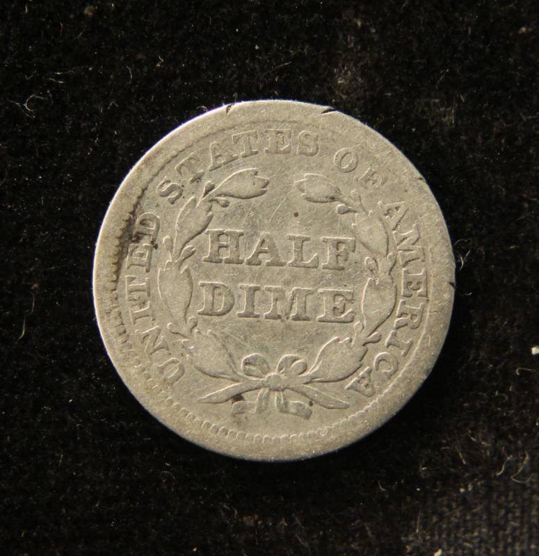 1857 US SEATED LIBERTY SILVER HALF DIME