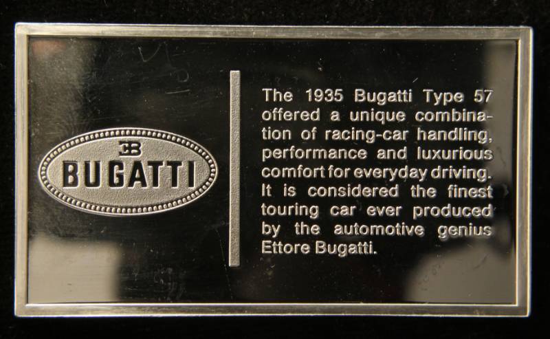 VINTAGE 1935 BUGATTI 1000 GRAINS (2.08 TROY OZ) STERLING SILVER BAR
