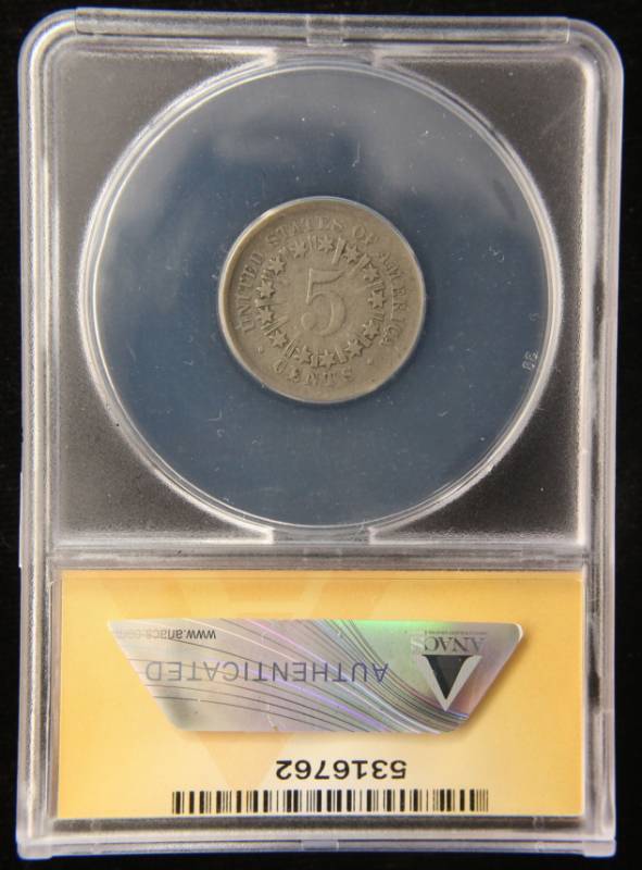 1866 US SHIELD NICKEL F12 ANACS