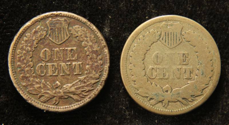 (2) 1863 INDIAN HEAD CENTS COPPER NICKEL VARIETY