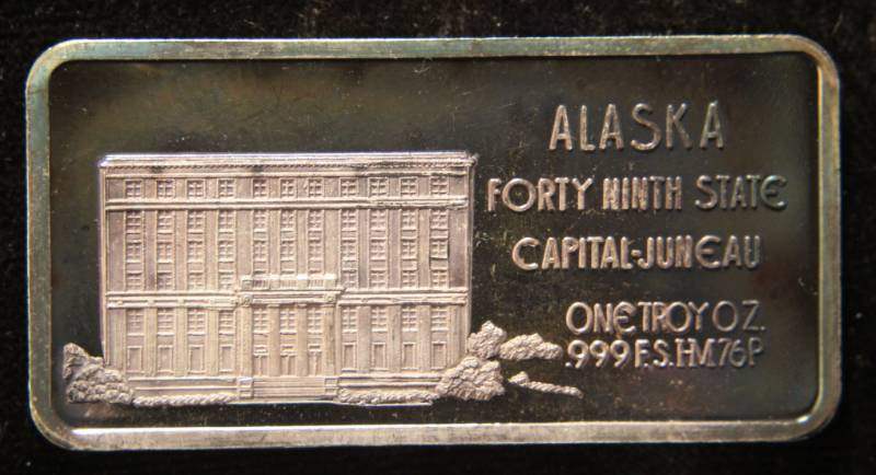 1 TROY OZ. .999 FINE SILVER BAR 50 STATES SERIES ALASKA